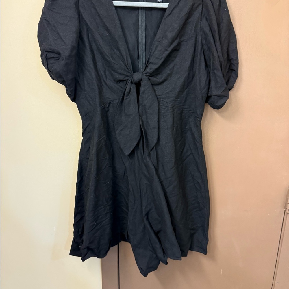 Black Tie-Front Cut-Out Romper